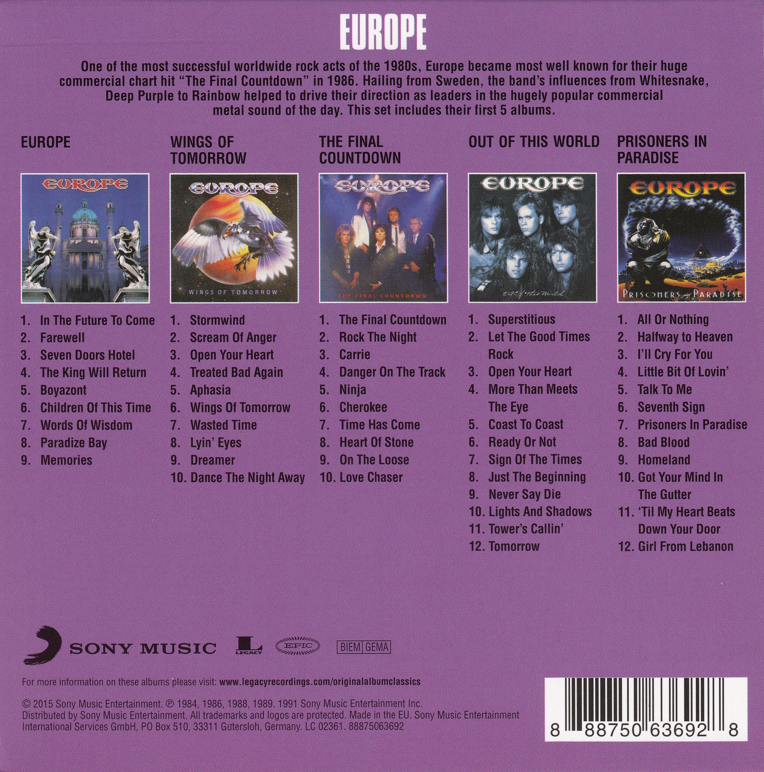 Europe  Original Album Classics : Slipcase ak